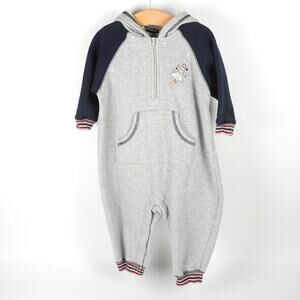 The Children's Place One-Piece Fleece Hooded Rocket Ship‎ Coverall Gray Baby 18m